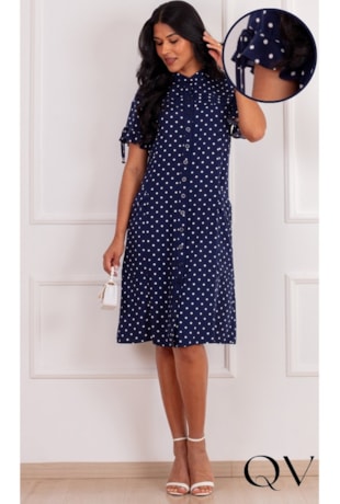 VESTIDO CHEMISE COM PÓA EM VISCOSE AZUL - PURO SHARMY