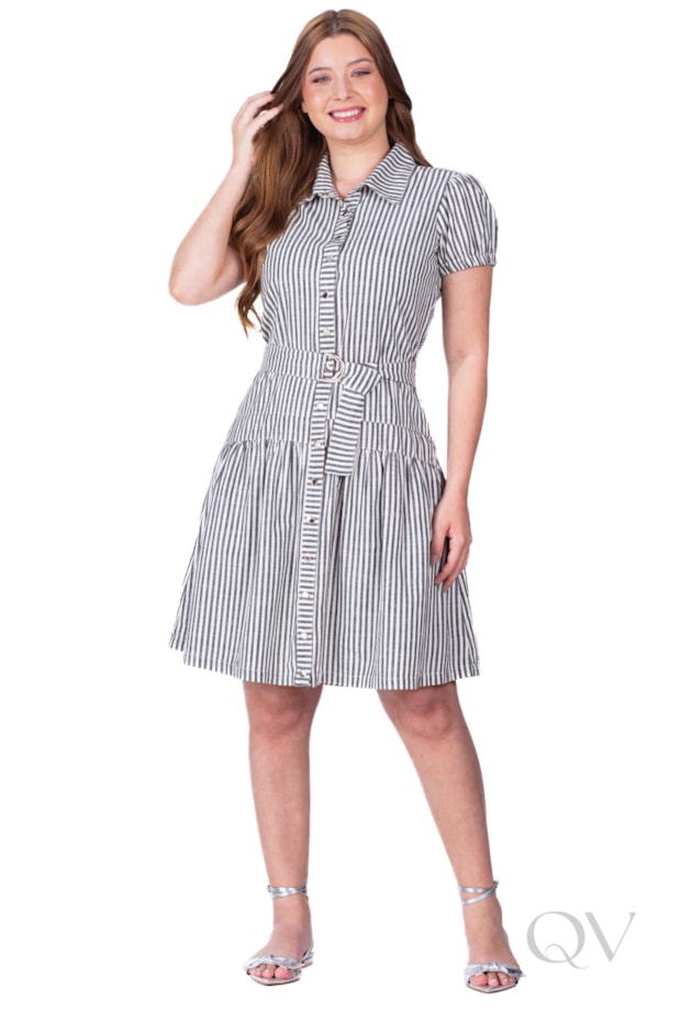 VESTIDO CHEMISE CURTO EM TECIDO PLANO PRETO - HAPUK