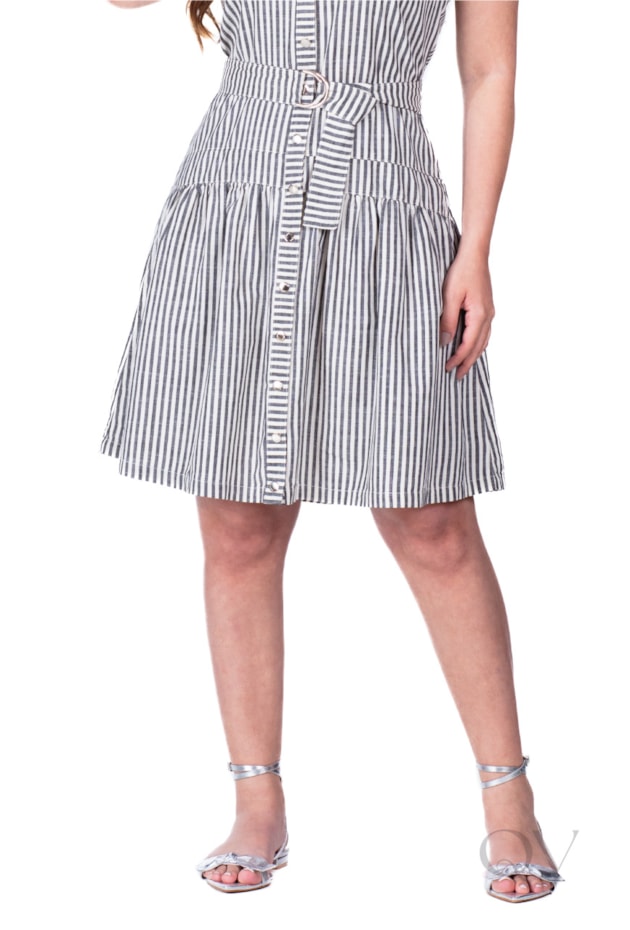 VESTIDO CHEMISE CURTO EM TECIDO PLANO PRETO - HAPUK