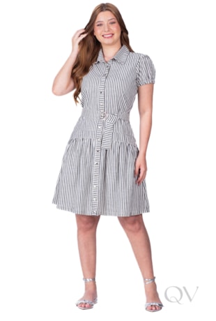 VESTIDO CHEMISE CURTO EM TECIDO PLANO PRETO - HAPUK