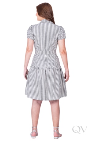 VESTIDO CHEMISE CURTO EM TECIDO PLANO PRETO - HAPUK