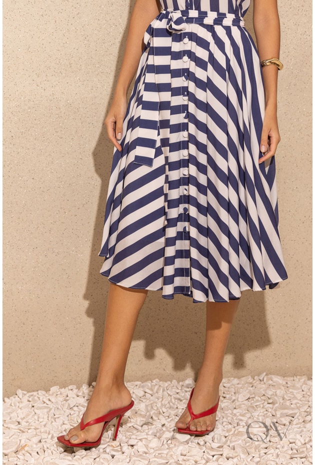 VESTIDO CHEMISE CURTO EM TOQUE DE SEDA LISTRADO - JANY PIM