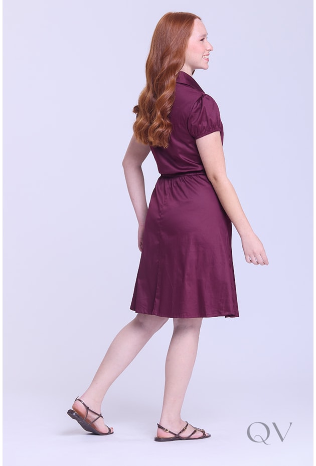 VESTIDO CHEMISE CURTO EM TRICOLINE MARSALA - HAPUK