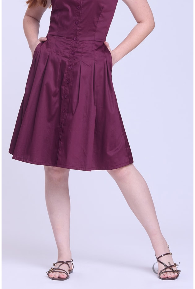 VESTIDO CHEMISE CURTO EM TRICOLINE MARSALA - HAPUK