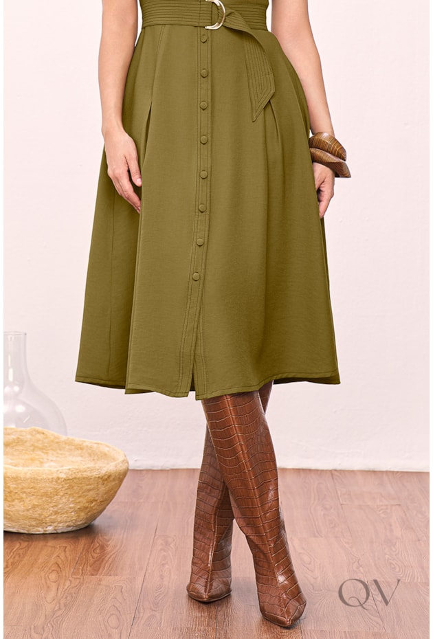 VESTIDO CHEMISE EM ALFAIATARIA DE VISCOSE QUAKER VERDE - TITANIUM JEANS