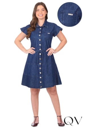 VESTIDO CHEMISE EM JEANS AZUL ESCURO - HAPUK