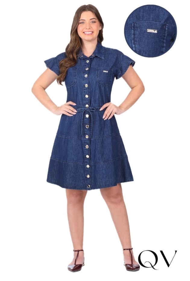 VESTIDO CHEMISE EM JEANS AZUL ESCURO - HAPUK