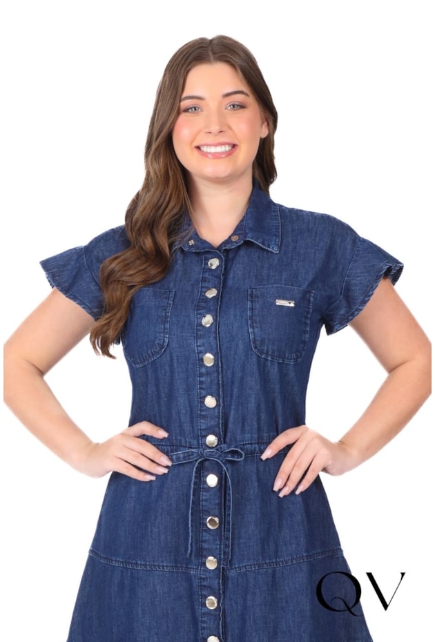 VESTIDO CHEMISE EM JEANS AZUL ESCURO - HAPUK