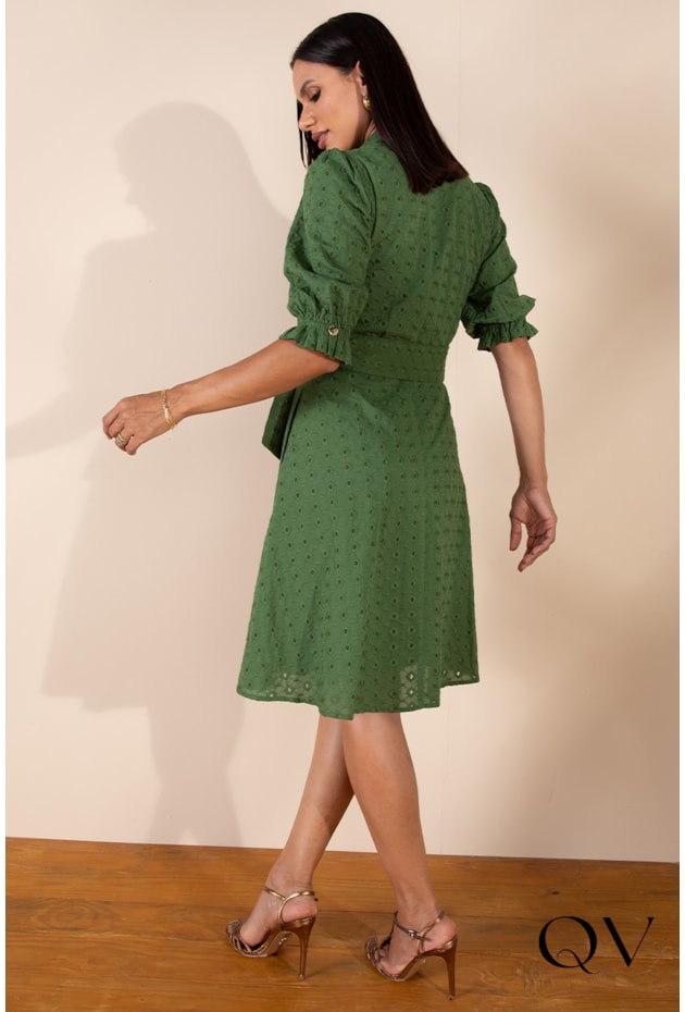 VESTIDO CHEMISE EM LAISE BORDADO VERDE - LEKAZIS VESTIDO CHEMISE EM LAISE BORDADO VERDE - LEKAZIS