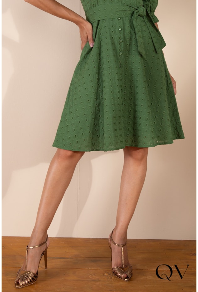 VESTIDO CHEMISE EM LAISE BORDADO VERDE - LEKAZIS VESTIDO CHEMISE EM LAISE BORDADO VERDE - LEKAZIS