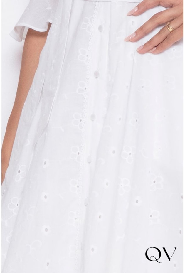 VESTIDO CHEMISE EM LAISE BRANCO - LEKAZIS