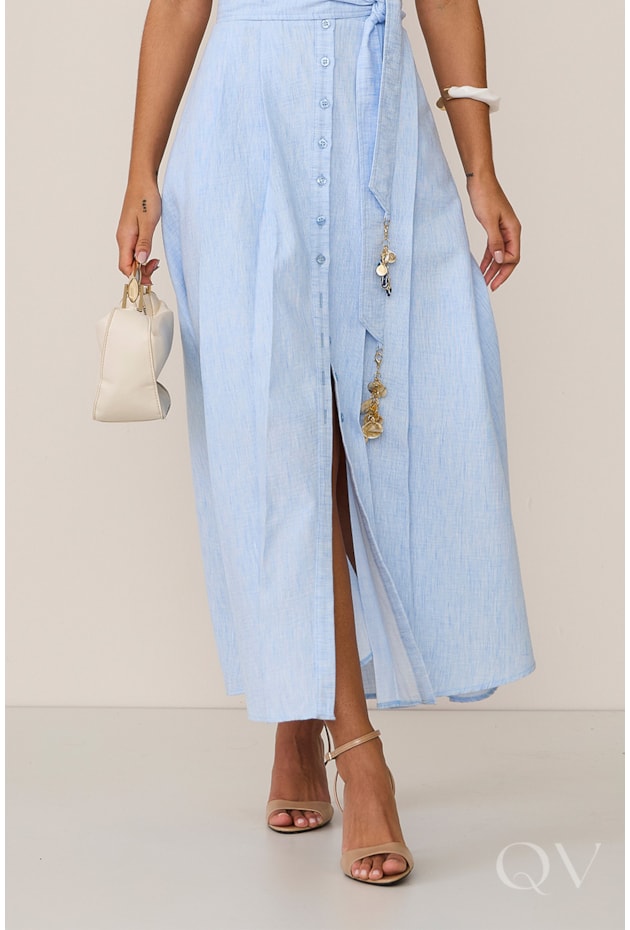 VESTIDO CHEMISE EM POLIÉSTER AZUL CLARO - ARTSY