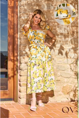 VESTIDO CHEMISE EM SARJA ESTAMPADO FLORAL - LUZIA FAZZOLLI