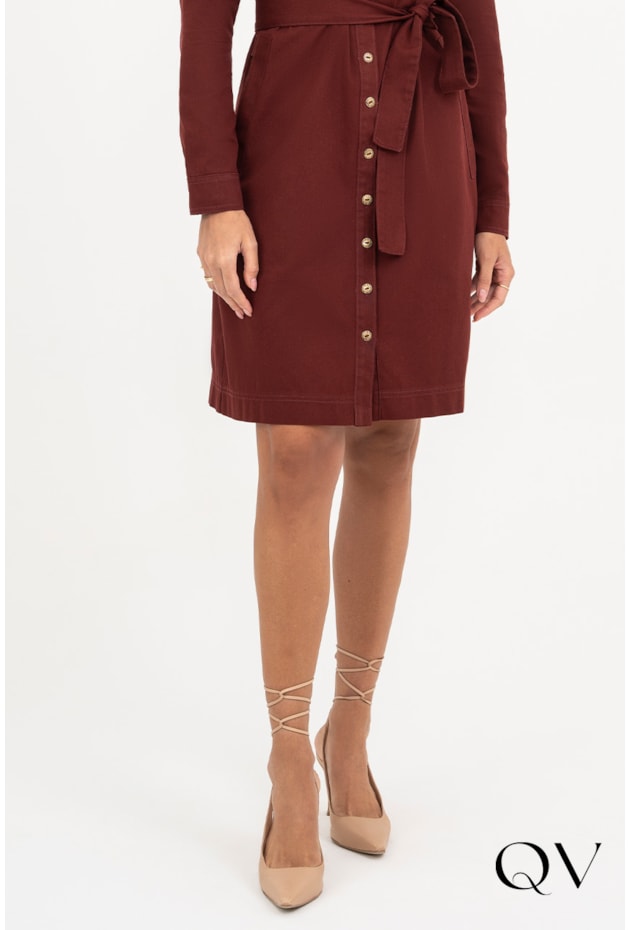 VESTIDO CHEMISE EM SARJA MARSALA - VIA TOLENTINO VESTIDO CHEMISE EM SARJA MARSALA - VIA TOLENTINO