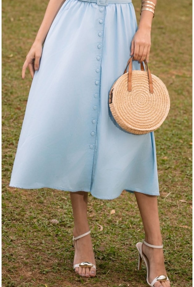 VESTIDO CHEMISE EM TRICOLINE AZUL - JANY PIM