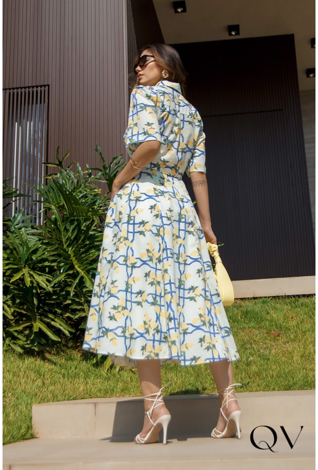 VESTIDO CHEMISE EM TRICOLINE ESTAMPADO - LUZIA FAZZOLLI