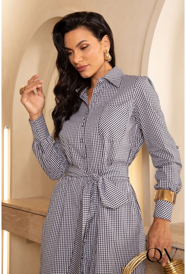 VESTIDO CHEMISE EM TRICOLINE PB - JANY PIM VESTIDO CHEMISE EM TRICOLINE PB - JANY PIM