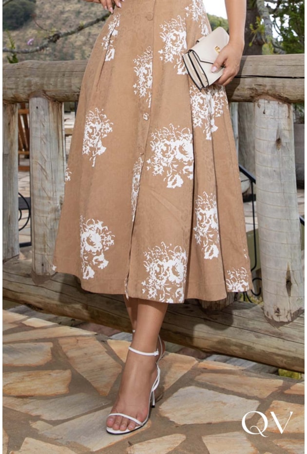 VESTIDO CHEMISE EM TRICOLINE TEXTURIZADO ESTAMPADO - LUZIA FAZZOLLI