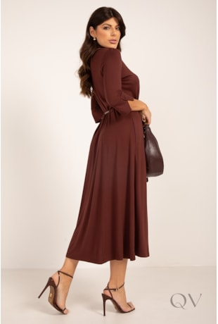 VESTIDO CHEMISE EM VISCOLYCRA MARROM - LEKAZIS