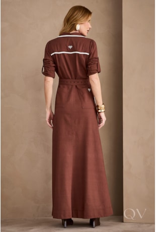 VESTIDO CHEMISE EM VISCOSE MARROM CAFÉ - ARTSY