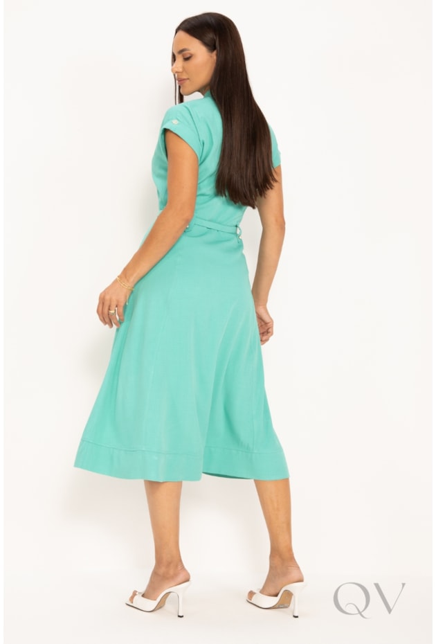 VESTIDO CHEMISE EM VISCOSE VERDE - LEKAZIS
