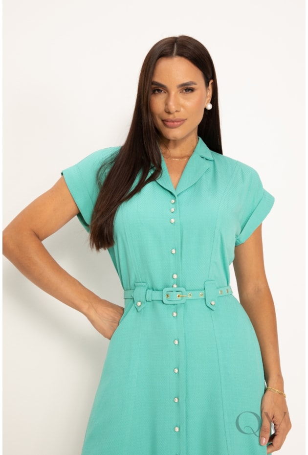 VESTIDO CHEMISE EM VISCOSE VERDE - LEKAZIS
