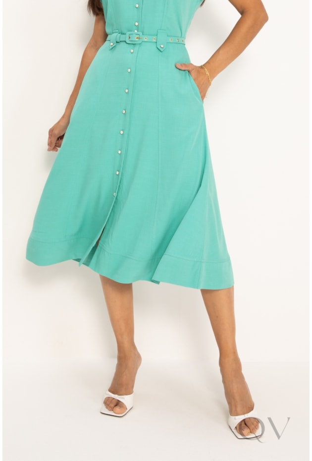 VESTIDO CHEMISE EM VISCOSE VERDE - LEKAZIS