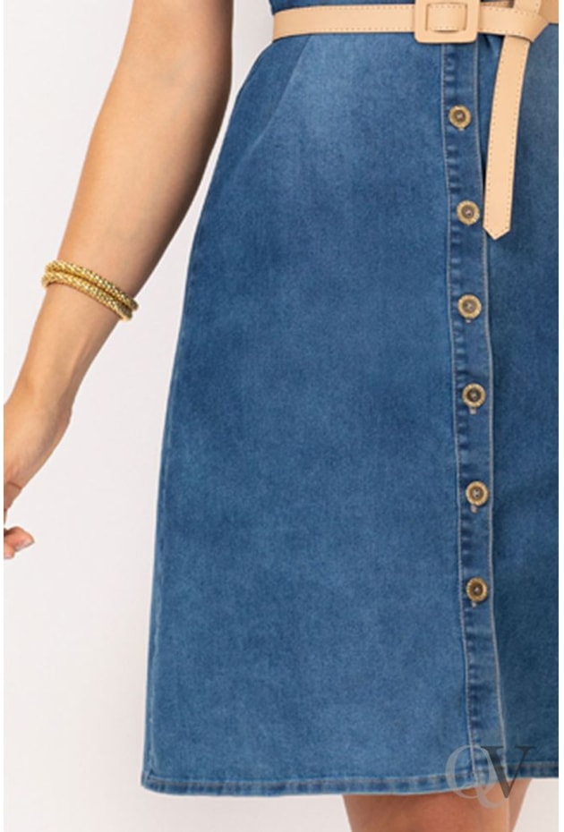 VESTIDO CHEMISE JEANS MANGA BUFANTE - VIA TOLENTINO VESTIDO CHEMISE JEANS MANGA BUFANTE - VIA TOLENTINO