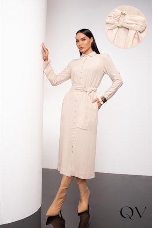 VESTIDO CHEMISE LINHO CREME - JANY PIM 