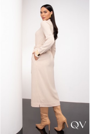 VESTIDO CHEMISE LINHO CREME - JANY PIM 