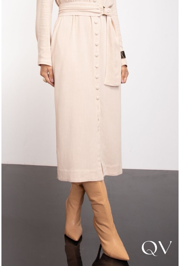 VESTIDO CHEMISE LINHO CREME - JANY PIM 