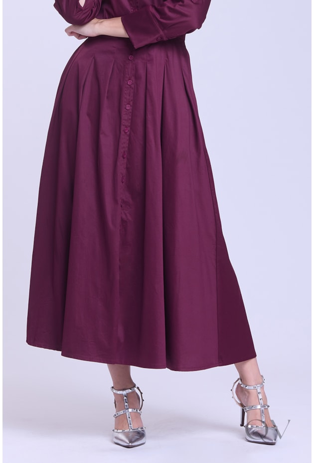 VESTIDO CHEMISE LONGO EM TRICOLINE MARSALA - HAPUK