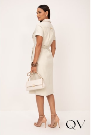 VESTIDO CHEMISE MIDI EM JEANS COLOR NATURAL - LEKAZIS