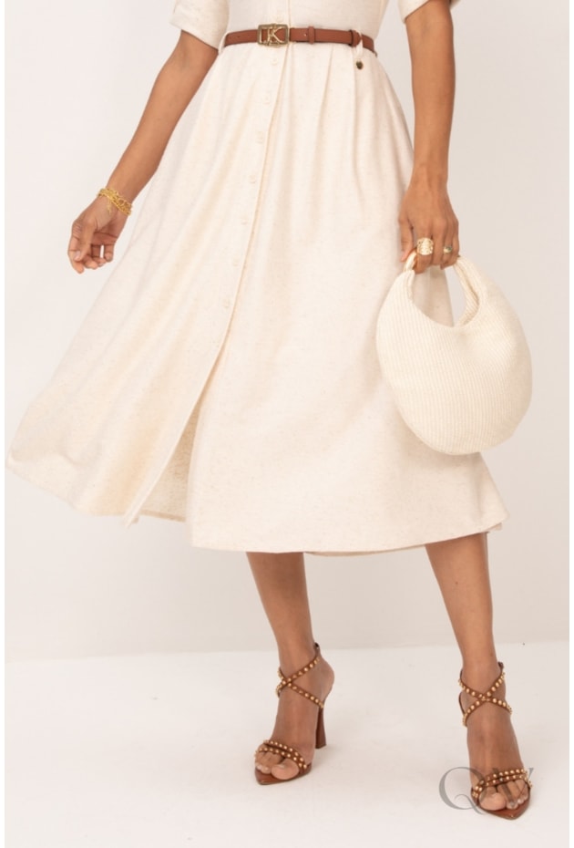 VESTIDO CHEMISE MIDI EM MALHA CRU - LEKAZIS