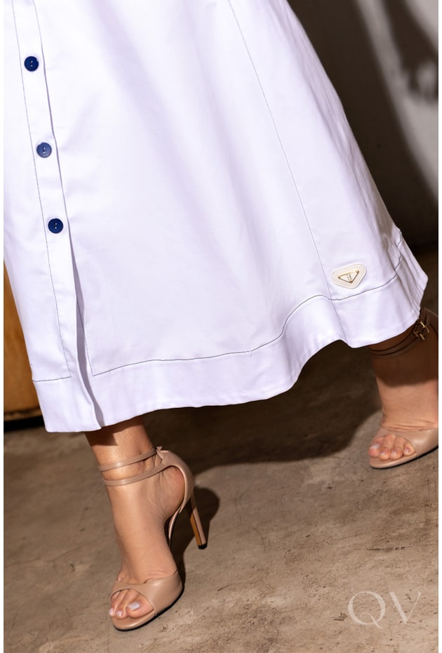 VESTIDO CHEMISE MIDI EM TRICOLINE BRANCO - LUZIA FAZZOLLI