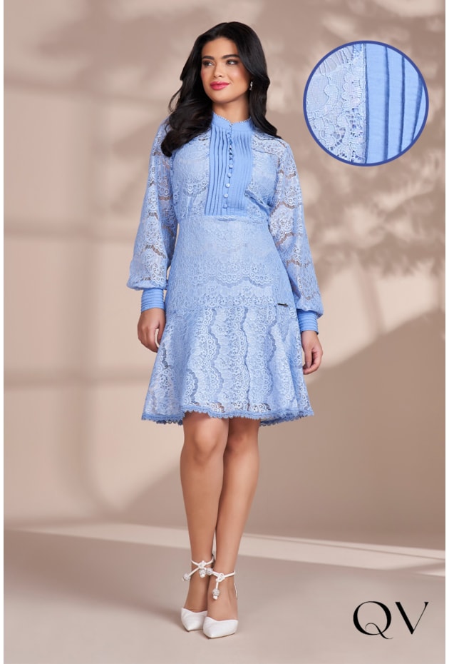 VESTIDO CHEMISE RENDA DETALHE TOMAS AZUL - FASCÍNIUS VESTIDO CHEMISE RENDA DETALHE TOMAS AZUL - FASCÍNIUS