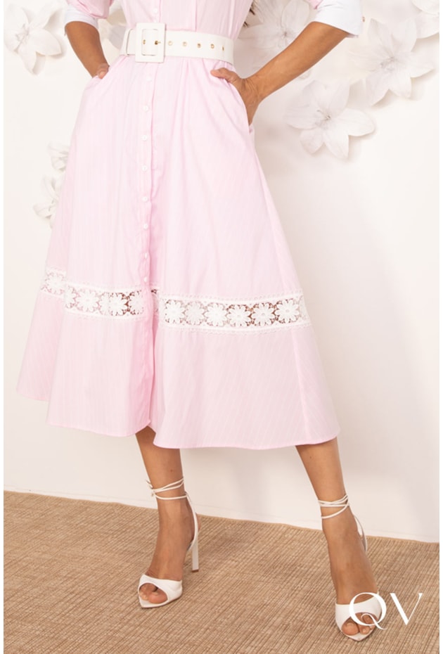 VESTIDO CHEMISE TRICOLINE ROSA CLARO - LEKAZIS VESTIDO CHEMISE TRICOLINE ROSA CLARO - LEKAZIS