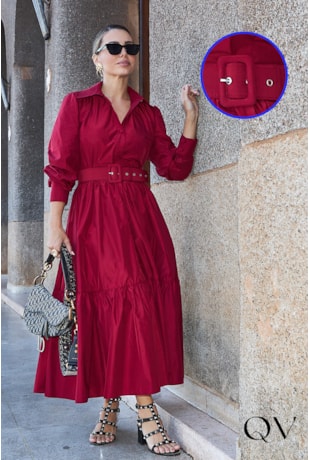 VESTIDO CHEMISIE ALFAIATARIA VINHO - LUZIA FAZZOLLI