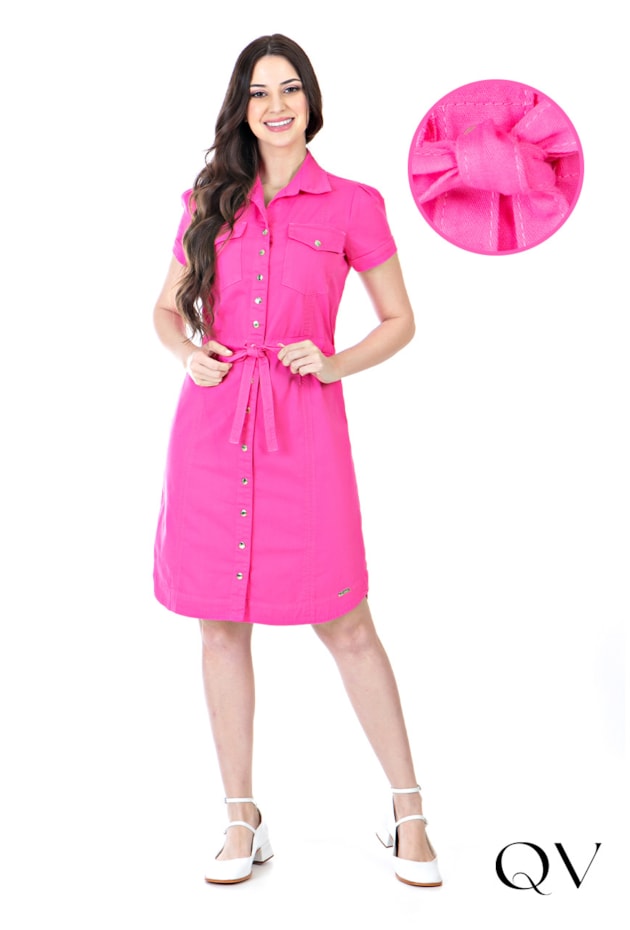 VESTIDO CHEMISIE JEANS COLOR PINK - HAPUK