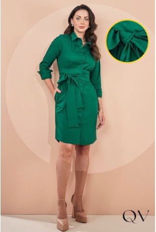 VESTIDO CHEMISIE TRICOLINE VERDE - JANY PIM