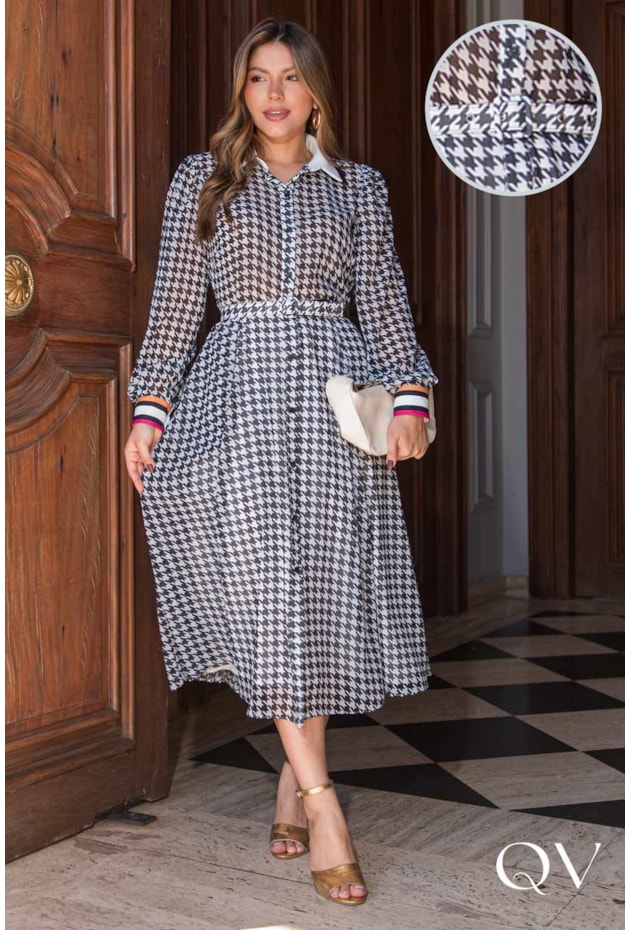 VESTIDO CHEMISIER CHIFFON ESTAMPADO - LUZIA FAZZOLLI