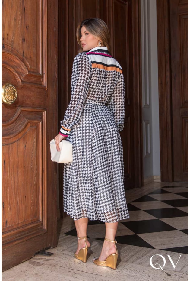 VESTIDO CHEMISIER CHIFFON ESTAMPADO - LUZIA FAZZOLLI