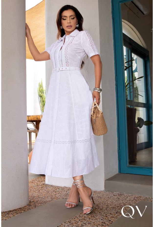 VESTIDO CHEMISIER EM LAISE BRANCO - LUZIA FAZZOLLI VESTIDO CHEMISIER EM LAISE BRANCO - LUZIA FAZZOLLI