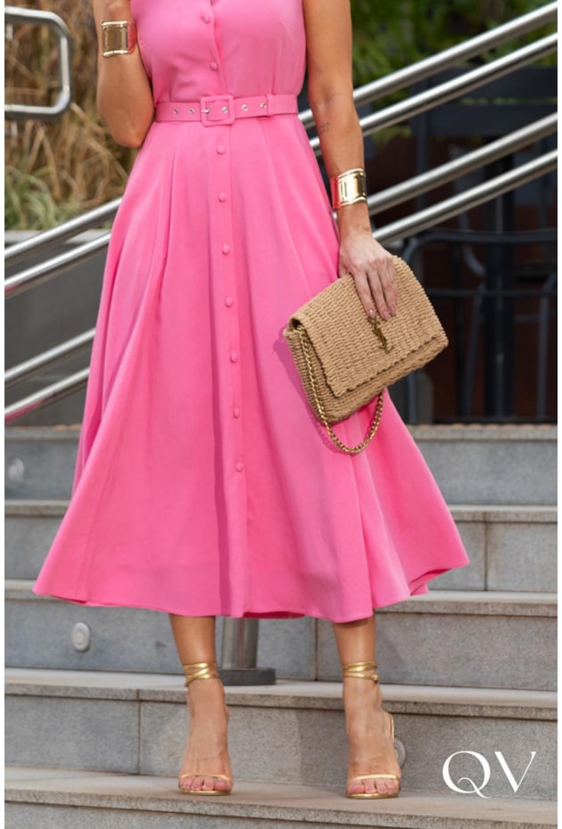 VESTIDO CHEMISIER EM VISCOSE ROSA - LUZIA FAZZOLLI VESTIDO CHEMISIER EM VISCOSE ROSA - LUZIA FAZZOLLI