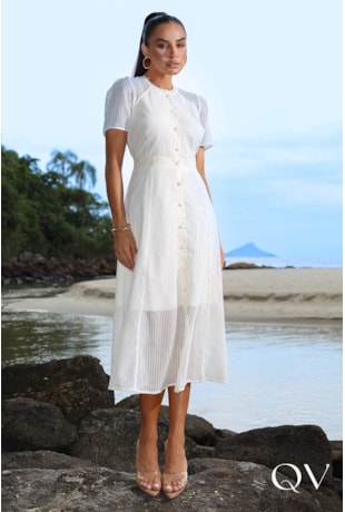 VESTIDO CHEMISIER TELA OFF WHITE - LUZIA FAZZOLLI