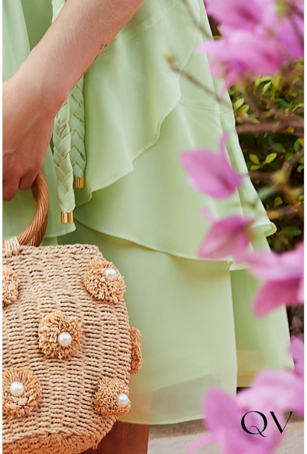 VESTIDO CHIFFON COM CINTO TRANÇADO VERDE - LUZIA FAZZOLLI VESTIDO CHIFFON COM CINTO TRANÇADO VERDE - LUZIA FAZZOLLI