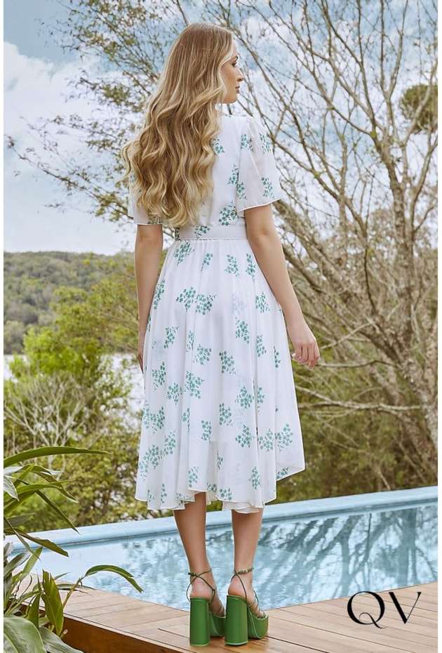 VESTIDO CHIFFON ESTAMPA EXCLUSIVA VERDE - JANY PIM