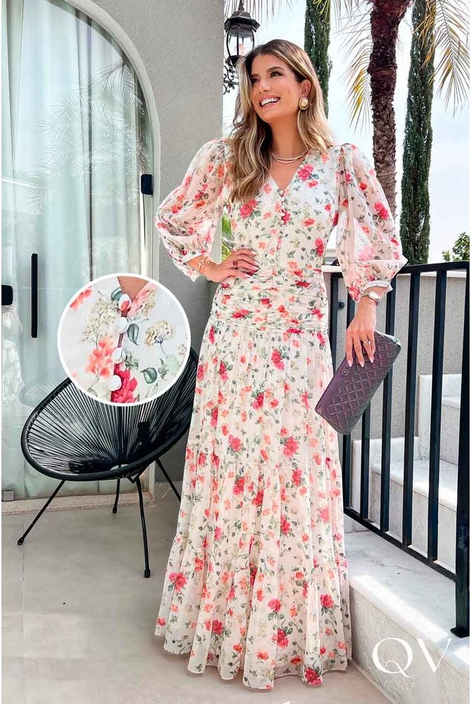 Vestido floral sale chiffon