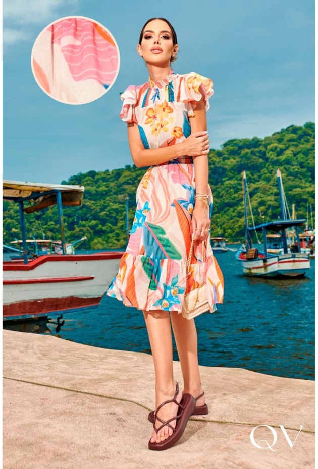 VESTIDO CHIFFON FLORAL E LASTÉX - LUZIA FAZZOLLI VESTIDO CHIFFON FLORAL E LASTÉX - LUZIA FAZZOLLI