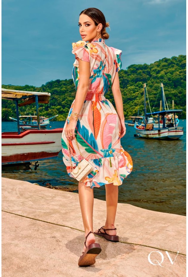 VESTIDO CHIFFON FLORAL E LASTÉX - LUZIA FAZZOLLI VESTIDO CHIFFON FLORAL E LASTÉX - LUZIA FAZZOLLI